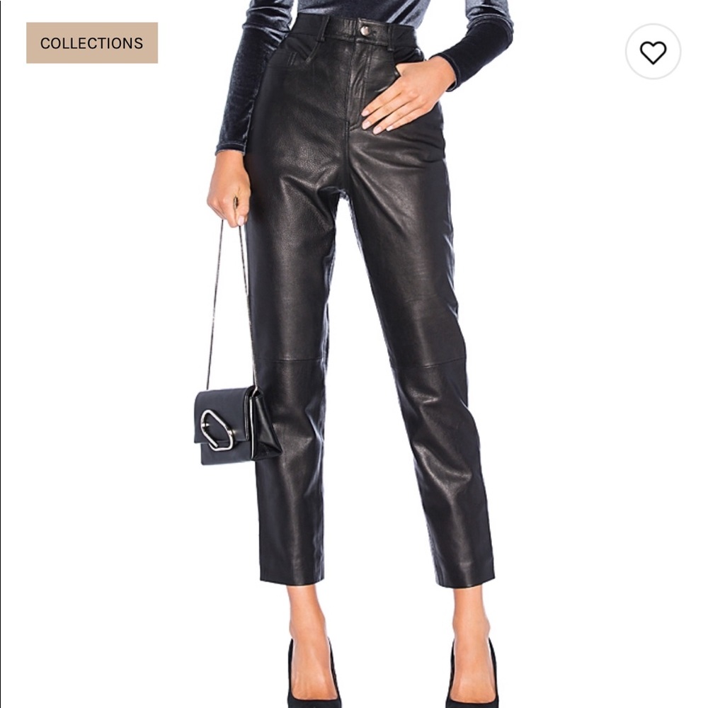 Real leather black pants LPA brand new!